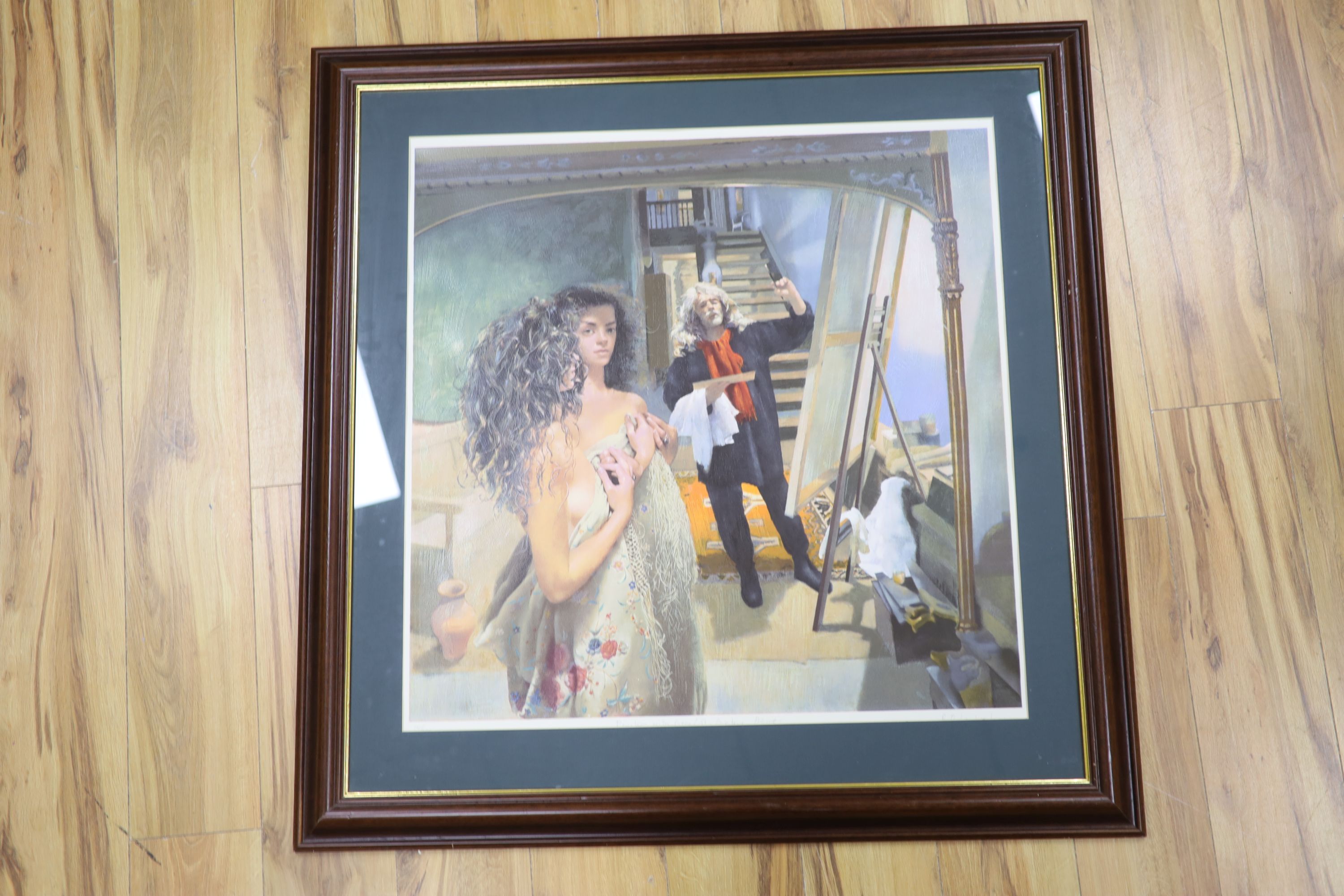 Robert Lenkiewicz, 'Painter with Anna II', signed and inscribed with title in pencil, limited edition colour photo silkscreen, numbered 190/275, published by Washington Green, June 1994, 75 x 74cm, in frame, sold with pu